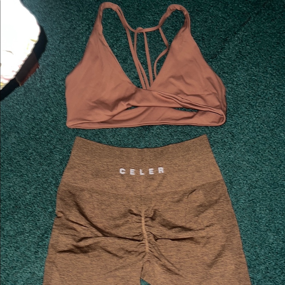 Amazon celer shorts and Amazon sports bra
